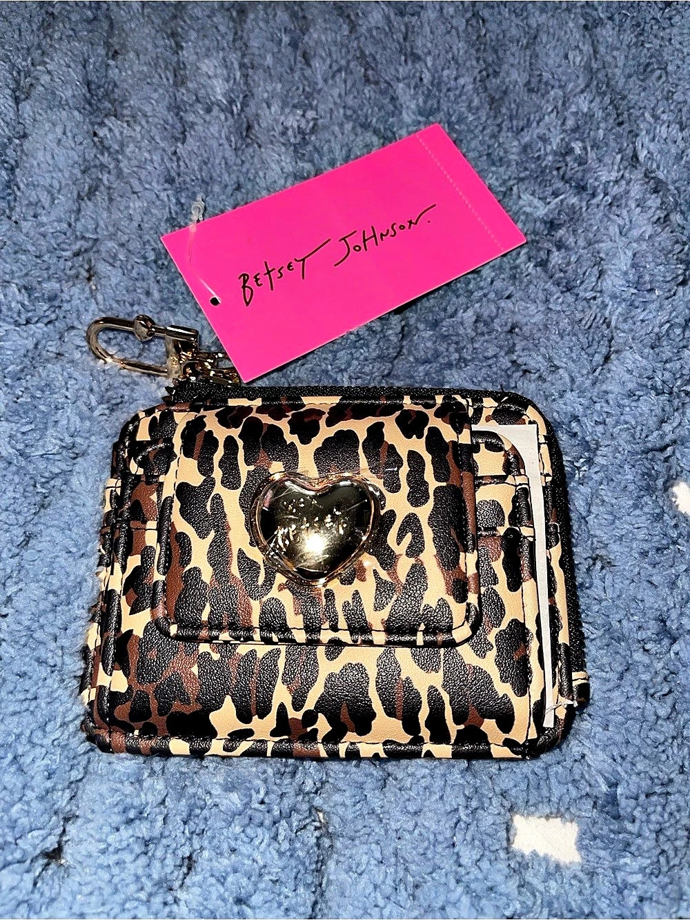 NWT Betsey Johnson XOFRENCH Leopard Heart Card Wallet BJ103535